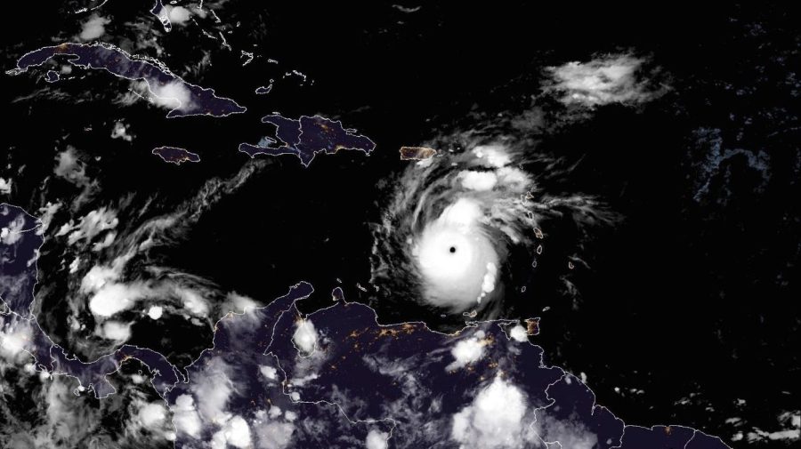 Hurricane Beryl is seen via satellite.