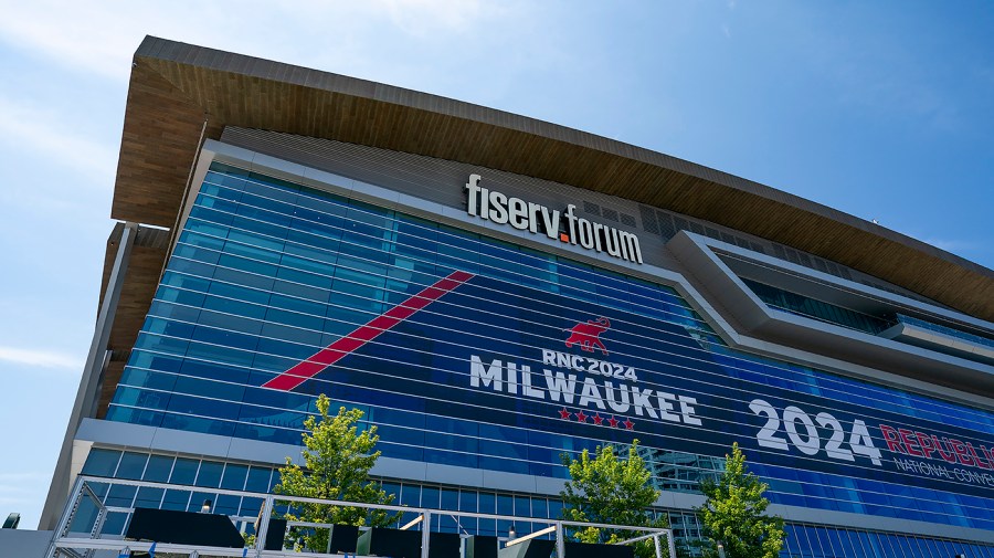 The Fiserv Forum in Milwaukee, Wis., is seen prior to the Republican National Convention