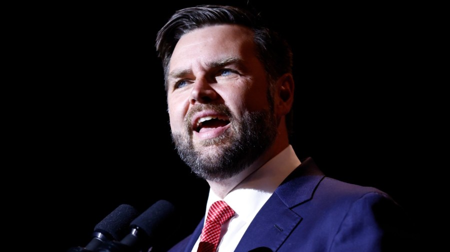 File - Republican vice presidential candidate Sen. JD Vance, R-Ohio, speaks during a rally in his home town of Middletown, Ohio, Monday, July 22, 2024.