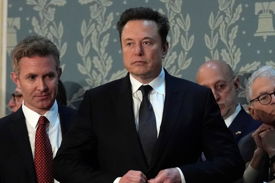 FILE - Elon Musk arrives before a joint meeting of Congress at the Capitol in Washington, July 24, 2024. (AP Photo/Julia Nikhinson, File)