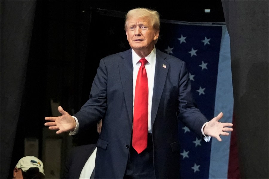 Republican presidential nominee former President Donald Trump speaks at a campaign rally in Bozeman, Mont., Friday, Aug. 9, 2024. (AP Photo/Rick Bowmer)