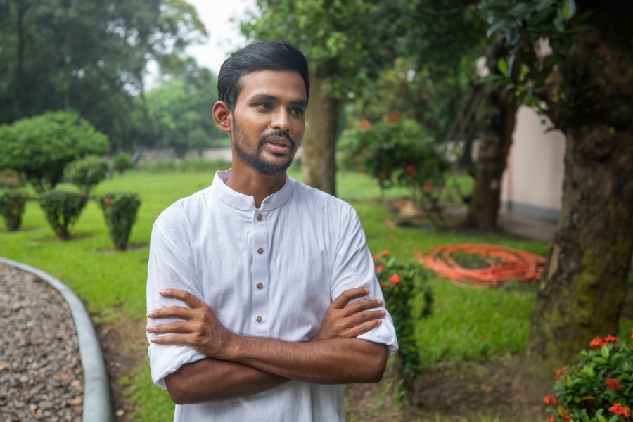 FILE - Asif Mahmud, a student protest leader who is now in charge of the Sports and Youth Ministry in the interim government, talks in Dhaka, Bangladesh, on Aug.11, 2024. (AP Photo/Rajib Dhar, File)