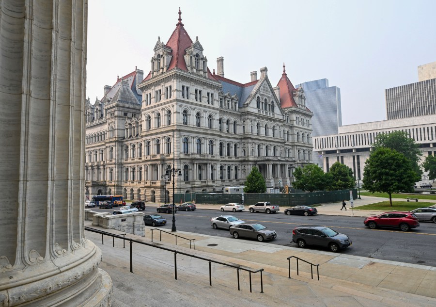 FILE - The New York state Capitol is seen from the steps of the State Education Building in Albany, N.Y., June 7, 2023. (AP Photo/Hans Pennink, File)