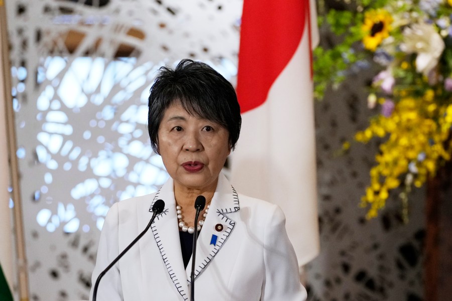 FILE - Japanese Foreign Minister Yoko Kamikawa speaks during a news conference with U.S. Secretary of State Antony Blinken, Australian Foreign Minister Penny Wong and Indian Foreign Minister Subrahmanyam Jaishankar after the Quad Ministerial Meeting at the Foreign Ministry's Iikura guesthouse in Tokyo, on July 29, 2024. (AP Photo/Shuji Kajiyama, File)