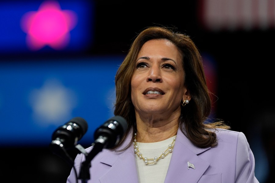 Democratic presidential nominee Vice President Kamala Harris speaks at a campaign rally, Saturday, Aug. 10, 2024, in Las Vegas. (AP Photo/Julia Nikhinson)