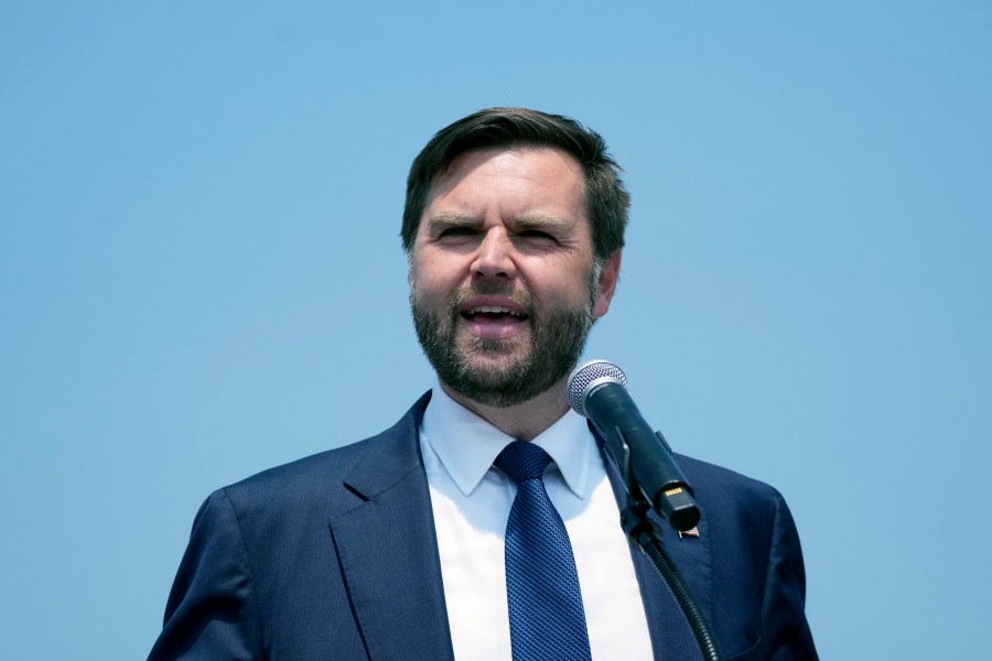 Republican vice presidential nominee Sen. JD Vance, R-Ohio speaks at a campaign event, Wednesday, Aug. 14, 2024, in Byron Center, Mich. (AP Photo/Carlos Osorio)