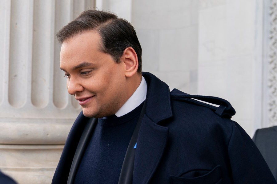 FILE - Rep. George Santos, R-N.Y., leaves the Capitol after being expelled from the House of Representatives, Friday, Dec. 1, 2023, in Washington. (AP Photo/Stephanie Scarbrough)