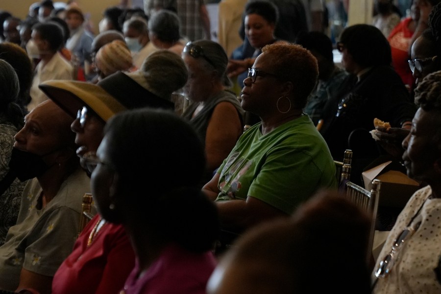 People listen to a lecture at the Black Health Matters Health Summit and Expo in New York, Thursday, Aug. 15, 2024. (AP Photo/Pamela Smith)