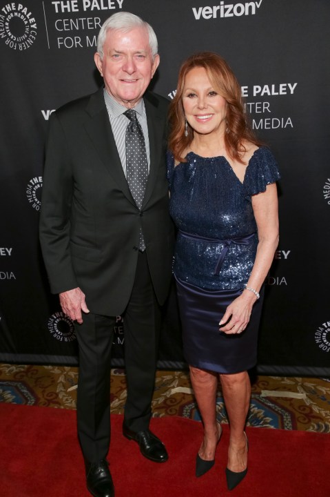 FILE - Television host Phil Donahue, left, and actress Marlo Thomas attend The Paley Honors: Celebrating Women in Television on May 17, 2017, in New York.Donahue, whose pioneering daytime talk show launched an indelible television genre, has died. He was 88. (Photo by Brent N. Clarke/Invision/AP, File)