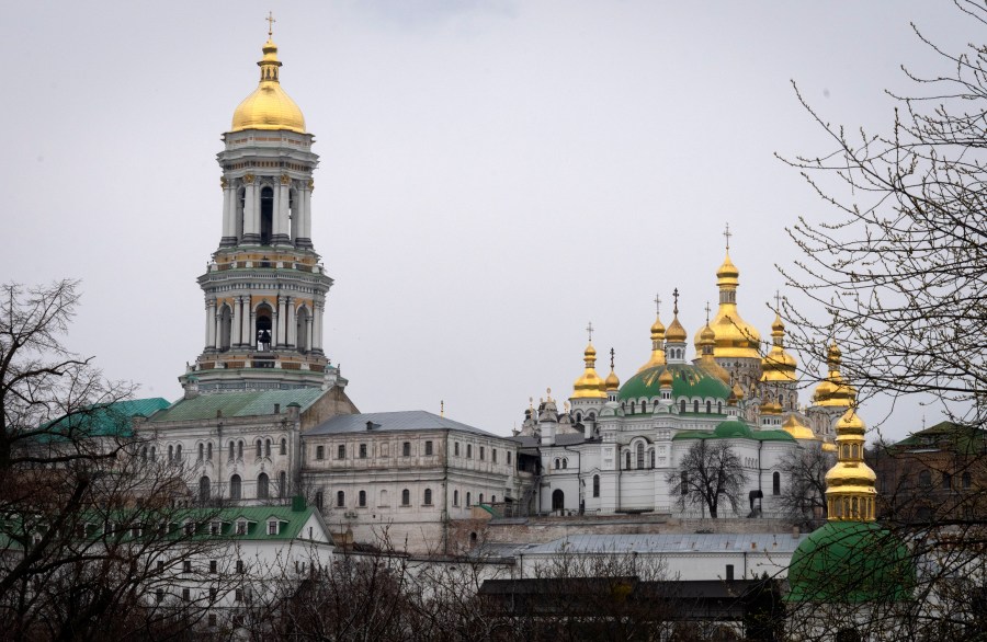 FILE - The Monastery of the Caves, also known as Kyiv-Pechersk Lavra, one of the holiest sites of Eastern Orthodox Christians, in Kyiv, Ukraine, Thursday, March 23, 2023. (AP Photo/Efrem Lukatsky, File)