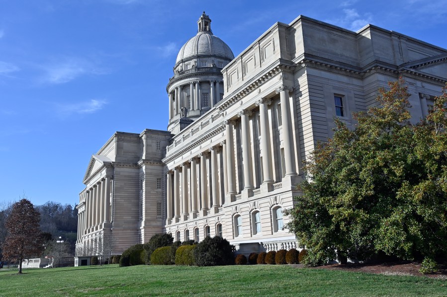 FILE - The Kentucky Capitol is seen, Jan. 14, 2020, in Frankfort, Ky. (AP Photo/Timothy D. Easley, File)