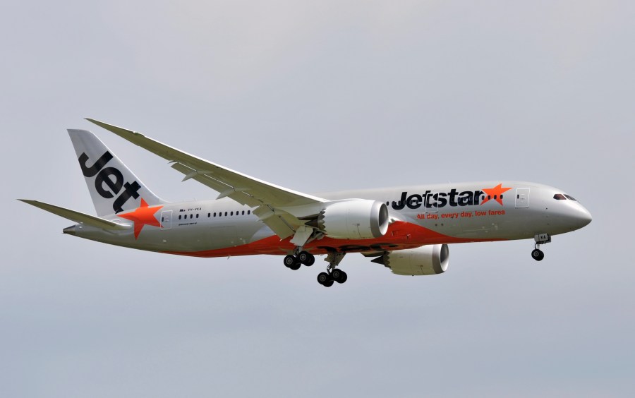 A Jetstar plane arrives at Melbourne Airport in Melbourne, Australia, on Oct. 9, 2013. (Juian Smith/AAP Image via AP)