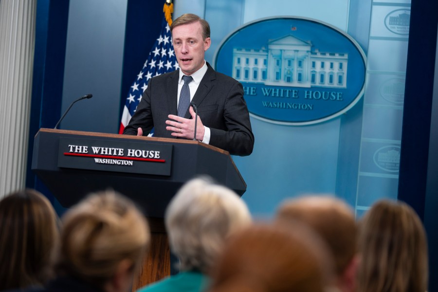 White House national security adviser Jake Sullivan speaks about the prisoner swap with Russia during a briefing at the White House, Thursday, Aug. 1, 2024, in Washington. (AP Photo/Evan Vucci)