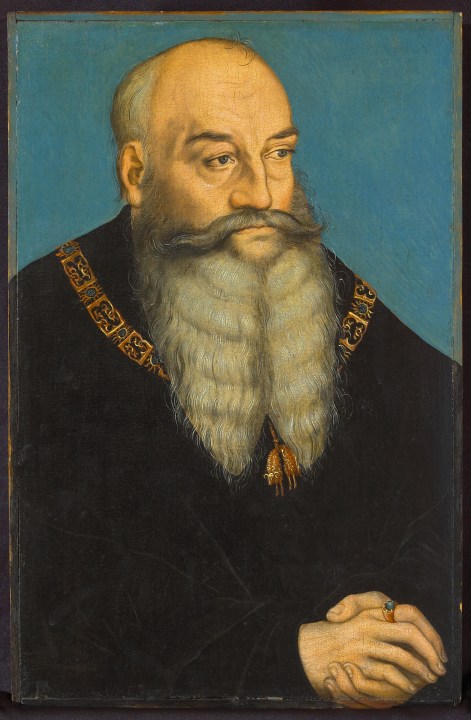 This undated image provided by the Allentown Art Museum shows "Portrait of George the Bearded, Duke of Saxony," a portrait by German Renaissance master Lucas Cranach the Elder and his workshop. (Allentown Art Museum via AP)