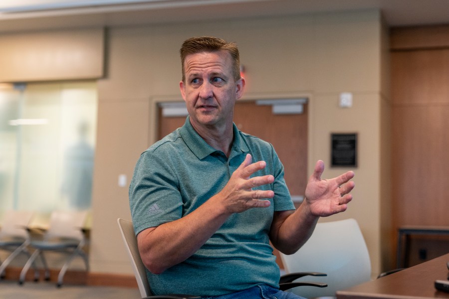 Captain Jason Bussert talks about Draft One, an AI powered software made by Axon that creates police reports from body cam audio, at Oklahoma City police headquarters on Friday, May 31, 2024 in Oklahoma City, Oklahoma. (AP Photo/Nick Oxford)