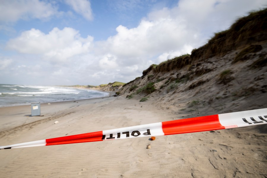 The dunes at Noerre Vorupoer, Denmark, Monday Aug. 26, 2024, where two German boys aged 9 and 12 were buried in a landslide on Sunday afternoon. (Johnny Pedersen/Ritzau Scanpix via AP)