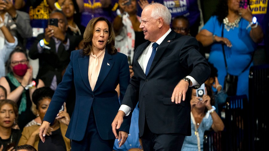 Vice President Harris and her newly-announced running mate Minnesota Gov. Tim Walz (D)